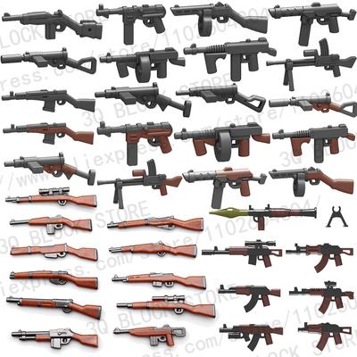 Военный строительный блок Второй мировой войны, фигурка солдата, оружие, игрушечный пистолет, снайпер, автомат, карабин АК, винтовка, аксессуары, армейские кирпичи, модель B081