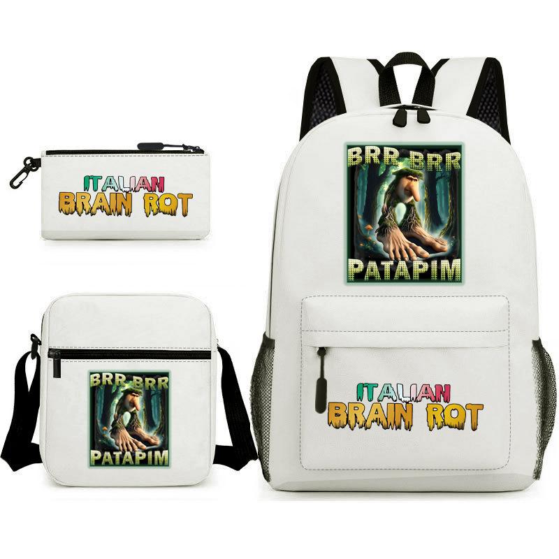 School Bag Tongtongsahur Cartoon Abstract Shanhaijing Primary School Students and Teenagers Backpack Three-piece Set L