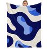 Blue Curved Camouflage Cartoon Anime Print Flannel Blanket Soft Warm Throw For Kids Bedroom Sofa Bed Christmas Office Car
