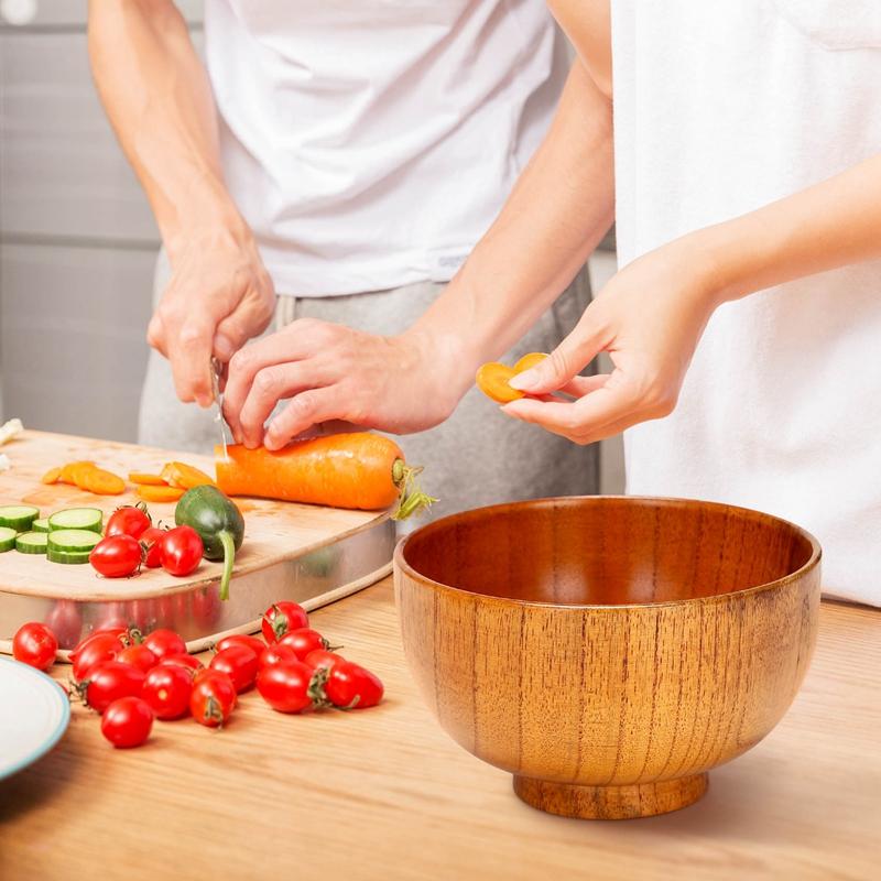 6 шт. Деревянные миски Сервировочная посуда для риса, супа, соуса, кофе, чая, украшения Деревянная салатница Кухонный набор столовых приборов