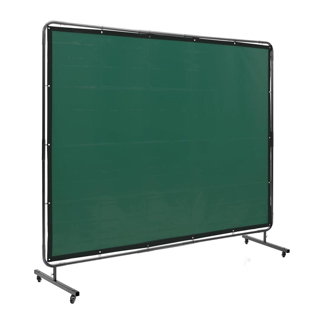 Welding Screen with Frame, 6' x 8' Welding Curtain Screen, Flame-Resistant Vinyl Welding Protection Screen on 4 Swivel Wheels (2 Lockable), Moveable &