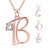 Necklace Pendant Letter Capital 26 Zirconia Cubic Jewelry Gold Rose Accessory
