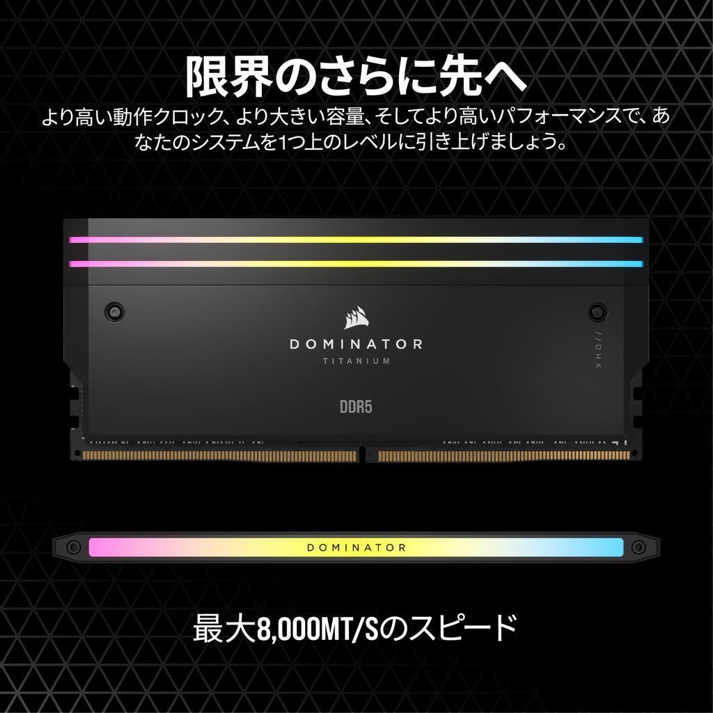 CORSAIR Desktop PC DOMINATOR TITANIUM DDR5 Series Intel XMP Memory 48GB Black x 24GB CMP48GX5M2X7200C36 DDR5-7200MHz Memory, (PC5-57600), Kit, (2