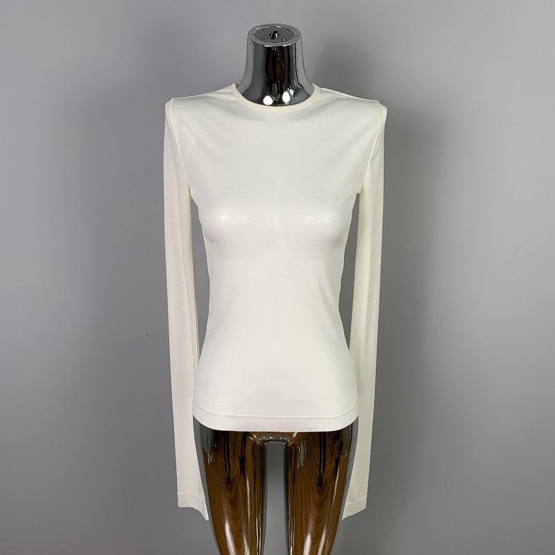 Женская сексуальная одежда Мягкая и слегка соблазнительная облегающая рубашка с круглым вырезом Модная футболка Топ