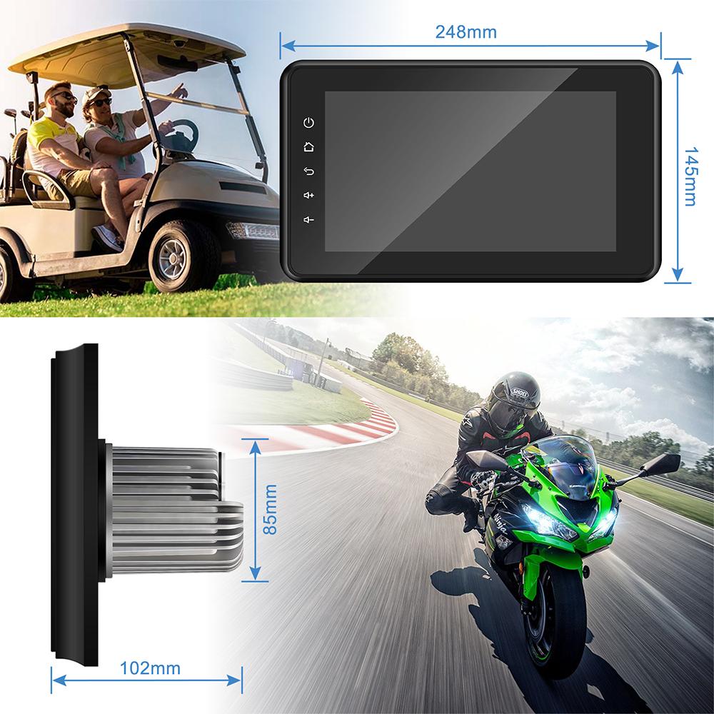 8inch Boat Marine Multimedia Player Wireless CarPlay Android Auto IPX6 Waterproof Bluetooth FM AM AUX For Boat ATV UTV Golf Cart