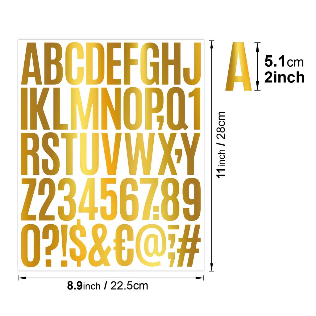 2-inch Alphanumeric Sticker Rainbow Gold Creative Gift Holiday Party DIY Decorative Waterproof Hot Gold Letter Sticker
