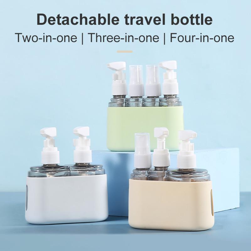 2/3/4-In-1 Travel Refillable Bottle Set Combination Liquid Lotion Shampoo Shower Gel Dispenser Empty Cosmetic Container Atomizer