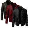Мужская кожаная мотоциклетная куртка в стиле панк с воротником-стойкой, европейская и американская, 2023 год.