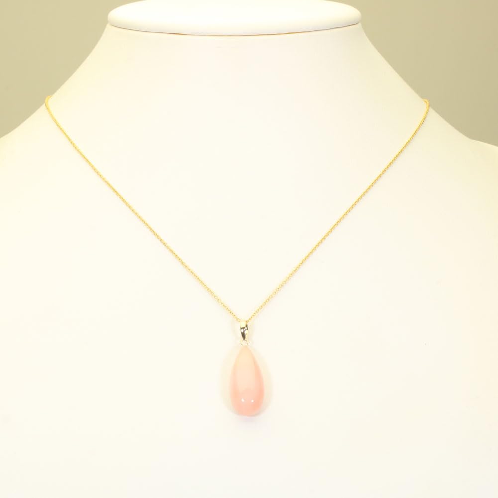 Miss Coral Pink White Pearl Reversible Pendant Single K18 Yellow Gold Undyed