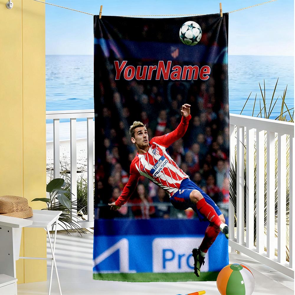 Atletico Madrid Customizable Name Beach Towel Soft Durable Quick-Dry Suitable for Sports Travel Swimming Yoga Bathroom Beach And Pool