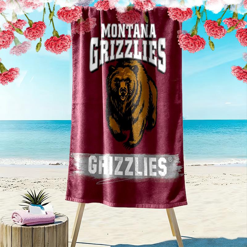 Пляжное полотенце с принтом Montana Grizzlies, Большое, Мягкое, Быстросохнущее, для Пляжа, Кемпинга, Плавания