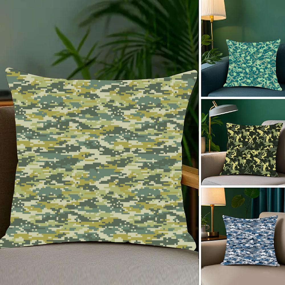 Classic Camo Pattern Cushion Cover Soft Plush Fabric DoubleSided Printed Sofa Cushion Cover for All Seasons Home Decor Gift