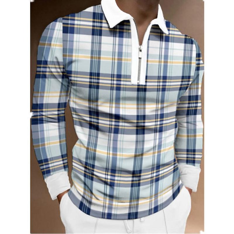 Spring Autumn Men Clothes Long Sleeve 3D Digital Print Sport Polo Shirt Men Lapel Golf Polo Shirt Tops