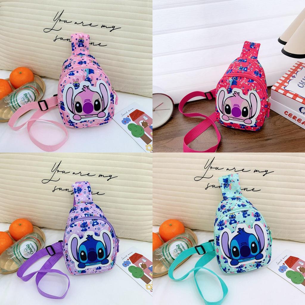 Детская мультяшная мини-нагрудная сумка в стиле Стича из полиэстера для повседневного использования детьми