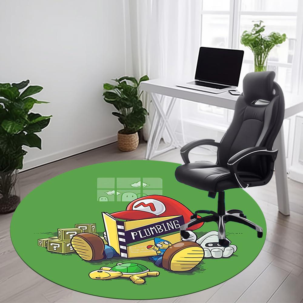 M-Mario Bros. Plumber Office Round Area Rug, Indoor Mat Suitable For Office, Under Office Chairs Bedroom Living Room Home Decor, DT1212023