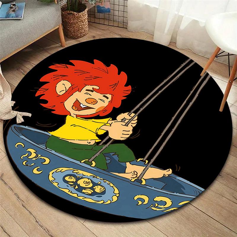 Meister Eder und sein Pumuckl Round Area Rug,Carpet Rug for Living Room Bedroom Sofa Playroom Decor,Non-slip Floor Mat