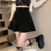 2023 Летняя универсальная юбка-рыбий хвост с высокой талией и оборками, женский шикарный дизайн, однотонная тонкая юбка А-силуэта, короткая юбка на бедрах