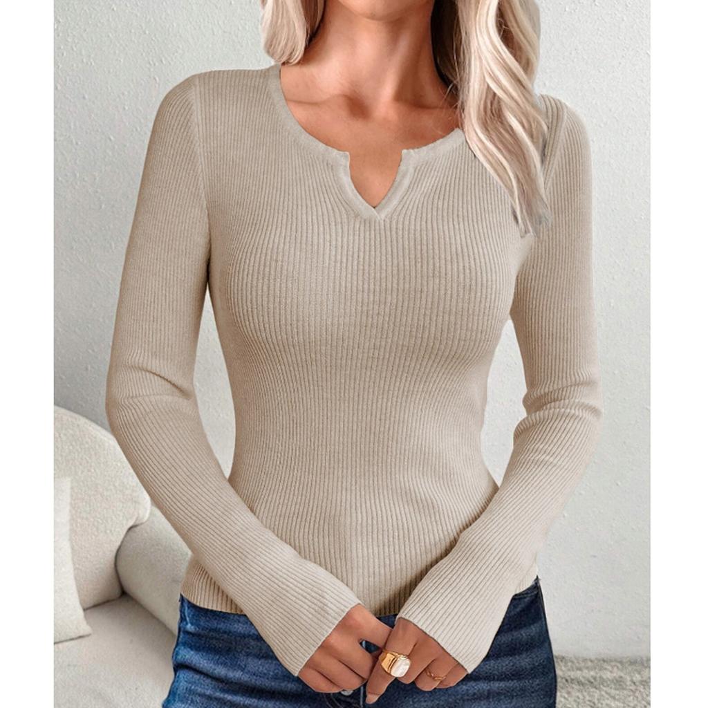 Женский повседневный однотонный свитер с V-образным вырезом, узкий, на пуговицах, с длинными рукавами, базовый свитер