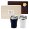 Pair of Tumblers with Stainless Cup Set of 2 Convenience Store Cup Gift Wooden [Dolce Duo] Lids, Insulated, Cold-keeping, Steel, Double-walled,