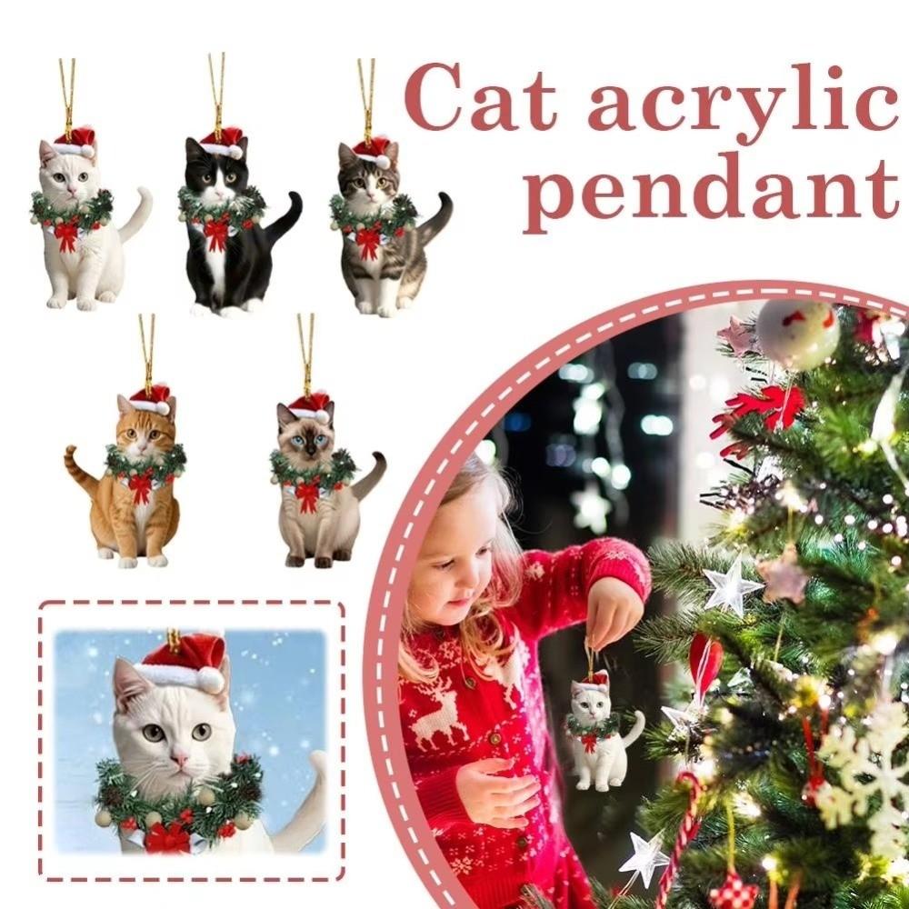 Animal-Themed Christmas Tree Ornaments 2D Flat Design 2D Animal Pendants for Gift Giving