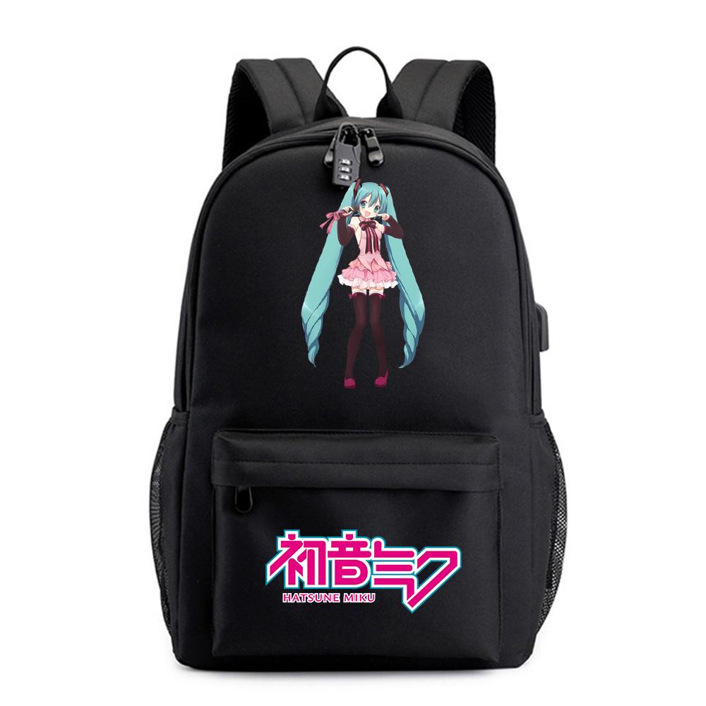Аниме Мультяшный Рюкзак с Принтом Хацунэ Мику для Подростка Студента Сумка для Книг Школьная Сумка Женская Вместительная Водонепроницаемая Дорожная Сумка Подарок