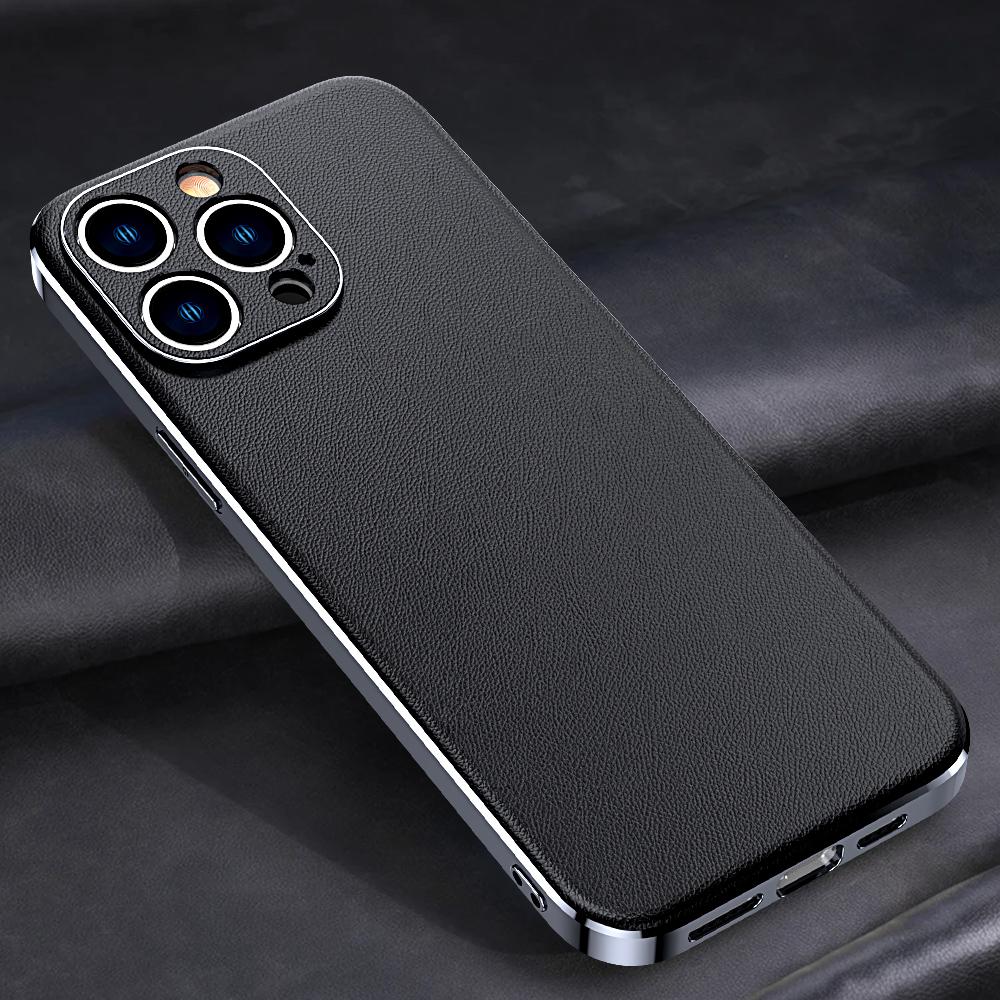 Кожаный чехол для телефона LANGSIDI для iPhone 16 15 14 Pro Max Роскошное покрытие Мягкие края Противоударный 360 Полная защита Задняя крышка