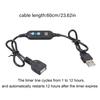 Programmable USB Timer Extension Cord with 12 Hour Cycle Timing Switching Cable Plastic Texture for Office and Home Use