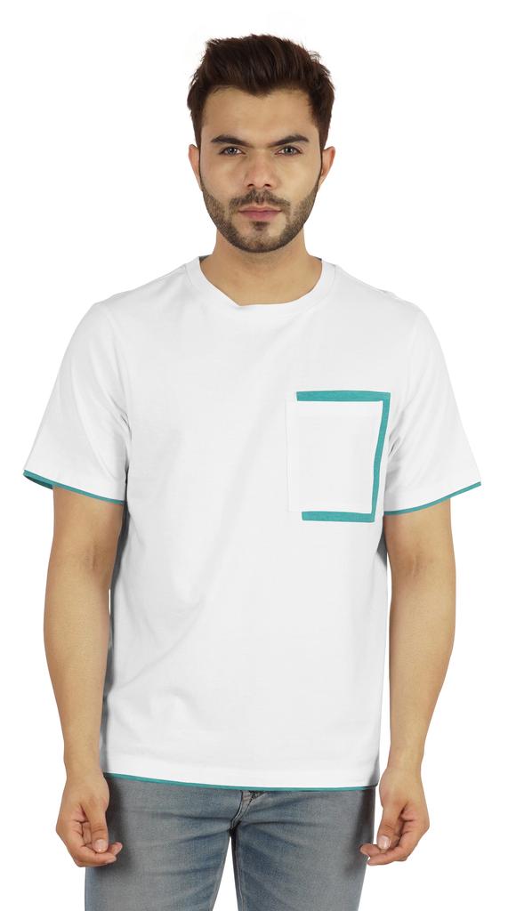 Inkmeso Мужские футболки с круглым вырезом, повседневные базовые рубашки с коротким рукавом и накладным карманом