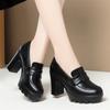 High-heeled Women's Spring and Autumn Leather Shoes Are Not Tired Deep-mouthed Single Shoes Comfortable Thick-soled Waterproof Platform Thick-heeled