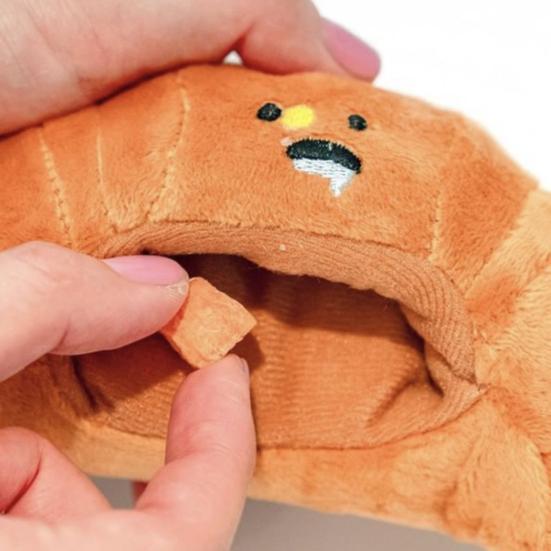 Plush Croissant Dog Toy Squeaky Bread Dog Chew Toy with Crinkle Sound Interactive Puppy Snuffle Toy for Small Medium Dogs