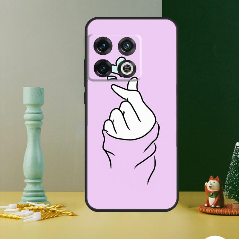 Korean Finger Heart Love Phone Case For OnePlus 13 12 11 13R 12R 10R 9 10 Pro 8T 9RT 10T Nord 4 CE 2 3 Lite N20 N30