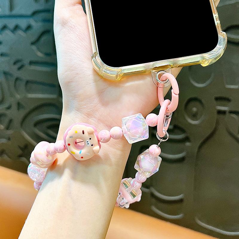 Мультяшный пончик с бисером в виде животного, брелок для телефона, чехол для телефона с защитой от потери, подвеска, сумка, украшения, аксессуары