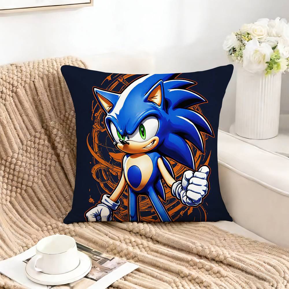 Cool SSonics HHedgehog Pillow Case Square DoubleSided Sofa Cushion Cover Bedroom Bedside Pillow