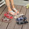 2025 Summer Flat Bottom Large Size Bohemian Rhinestone Flowers Elastic Fish Mouth Sandals Women 2025