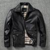 Куртка из натуральной кожи для мужчин, приталенная кожаная куртка, красивая лацканная куртка большого размера, стиль весна-осень