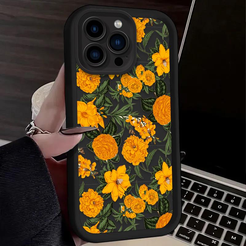 Красивый чехол с подсолнухами для iPhone 17 Air 16 16E 15 14 13 12 11 Pro Max X XS X S Max XR SE 2020 SE4 7 8 Мягкая силиконовая накладка
