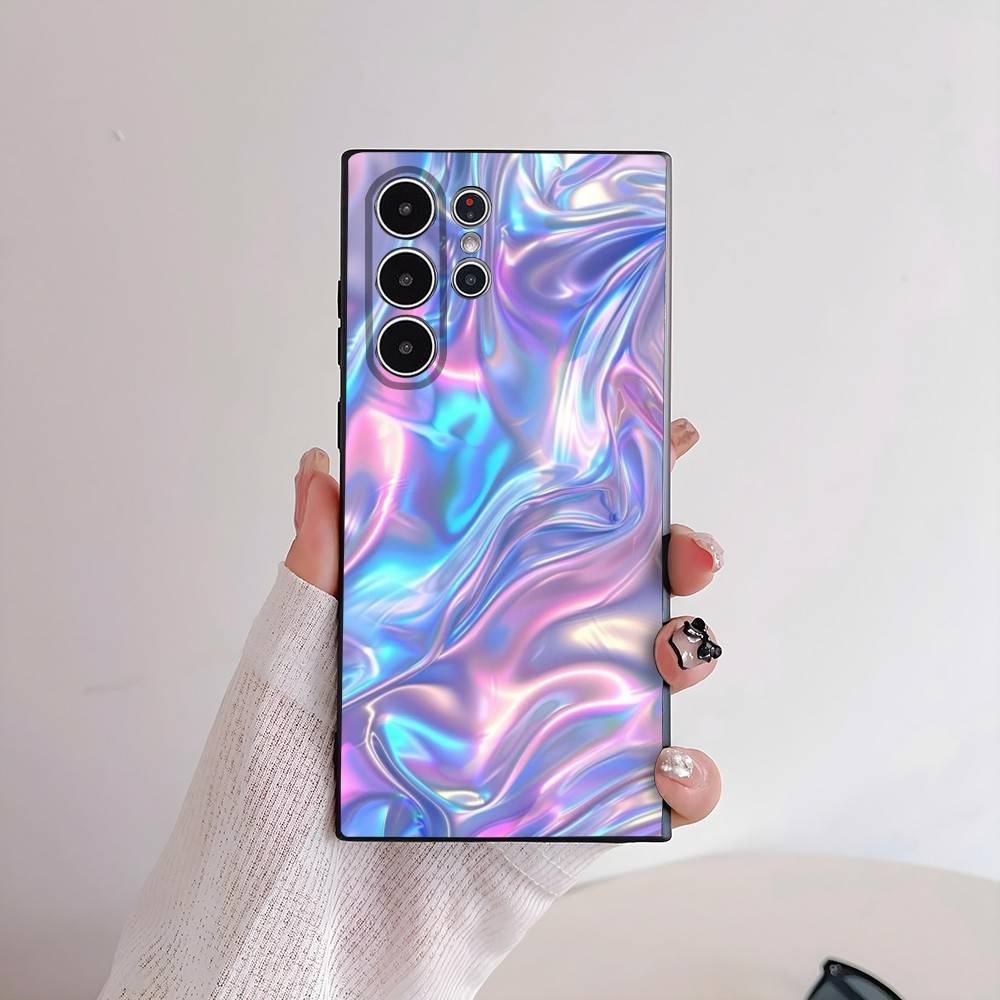 Чехол для телефона с узором «Текучий свет» для Samsung Galaxy S25 S24 S22 S23 Ultra S21 S20 Plus 5G, матовый, нескользящий, полностью мягкий чехол