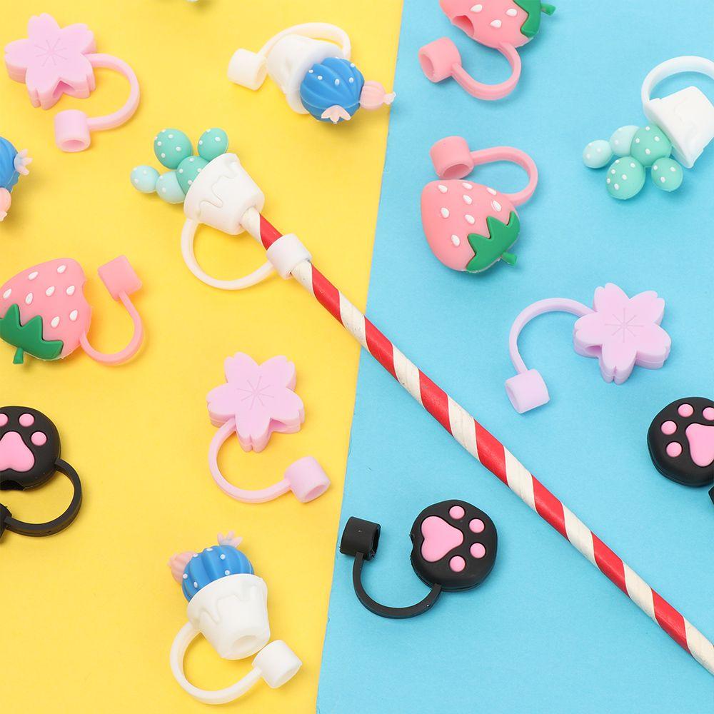 Airtight Splash Proof Cartoon Plugs Cover Drinking Dust Cap Silicone Straw Plug Cup Accessories