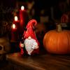 Spooky Garden Statues for Outdoor Halloween Devil Gnome Statue, 3D Printed Red Hat Figurine, Gothic Handmade Crafts Dwarf Tabletop Ornament