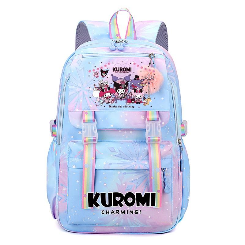 Kuromi School Backpack Girls Teens Lightweight Large Capacity 13-inch Laptop Compatible Nylon Daypack