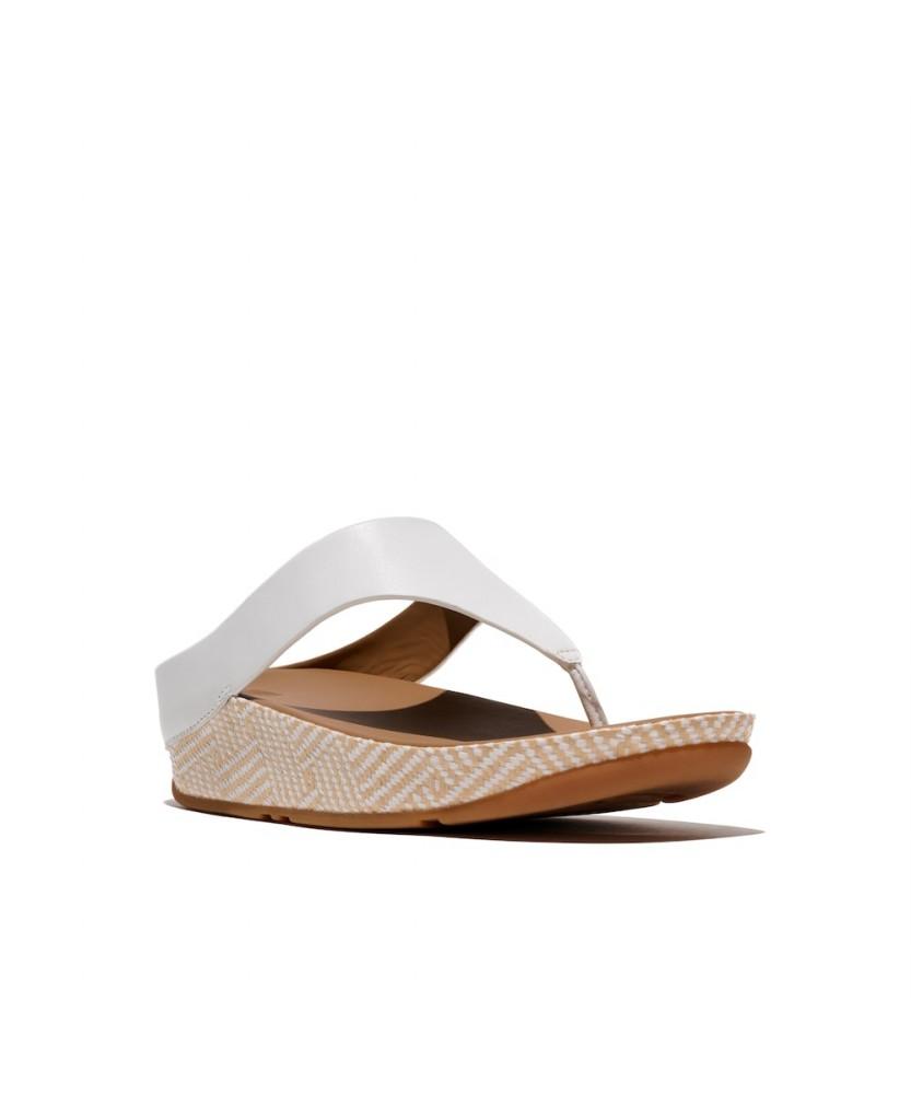 Женские шлепанцы Fitflop Lulu Lux с графическим плетением из кожи, с ремешком между пальцами - Урбан Уайт (Ft64K2T301)