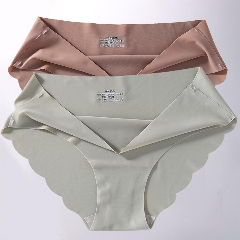 2PCS/Set M-XL Seamless Ice Silk Sexy Women Panties Pantys 7 Solid Colors Breathable Pantys Underwear For Girls Lingerie