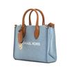Michael Kors MK Mirella Сумка-тоут из хлопкового денима с логотипом и металлической фурнитурой, карман на молнии Женские сумки-тоут Светло-голубой 35F3G7ZC5C-DENIM