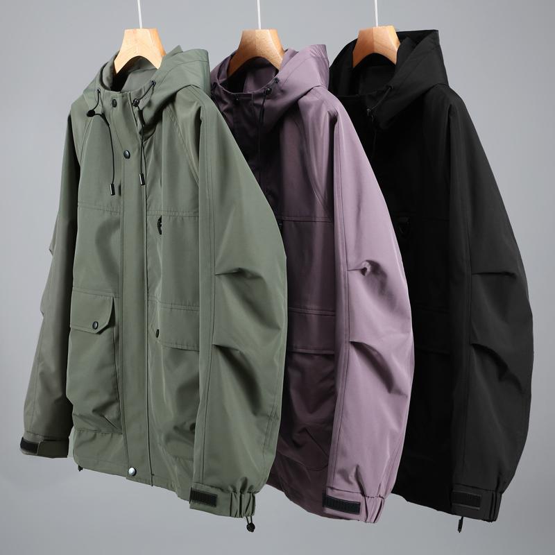 Plus Size 5XL-12XL Autumn Waterproof Trench Coat for Men Oversize Windbreaker Hooded Casual Men's Black Jackets