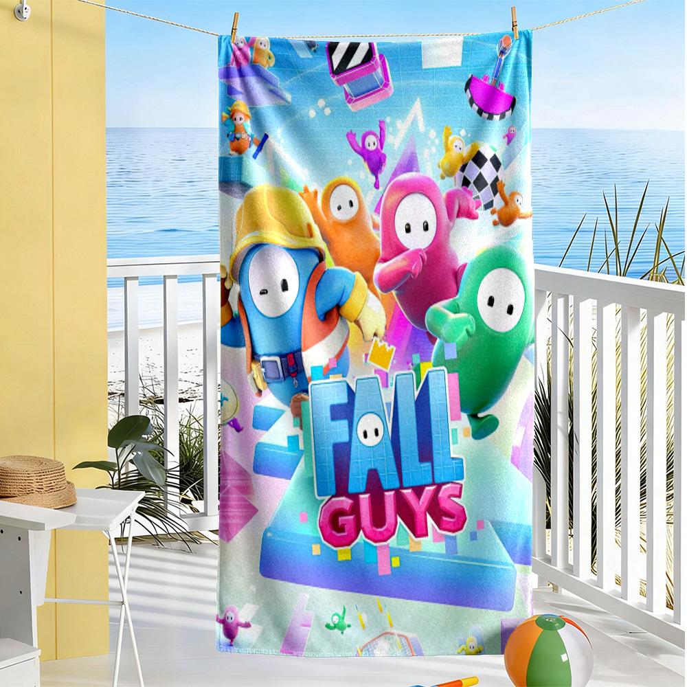Fall Guys Adventure Beach Towel Quick-Dry Soft Microfiber Comfortable Lightweight Perfect for Traveling Yoga Camping and Swimming