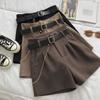 Summer Suit Shorts for Women Wearing Korean Version of Thin High-waisted A-line Wide-leg Pants with Casual Pants with Belts