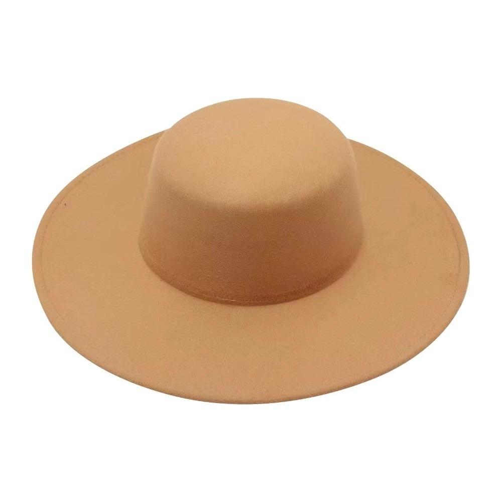 British Style Wide Brim Felt Hat Solid Color Women Jazz Hat Elegant Hepburn Style Bucket Hat Bride