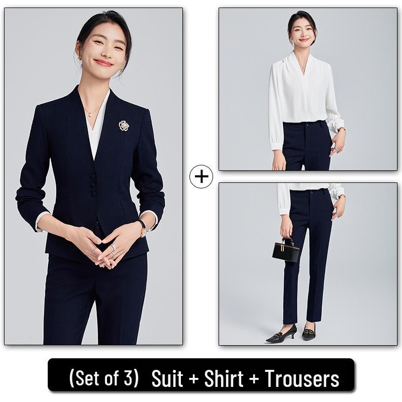 Женский пиджак без воротника - 2024 Весна/Осень Высококлассный салонный и гостиничный прием Профессиональный комплект рабочей одежды