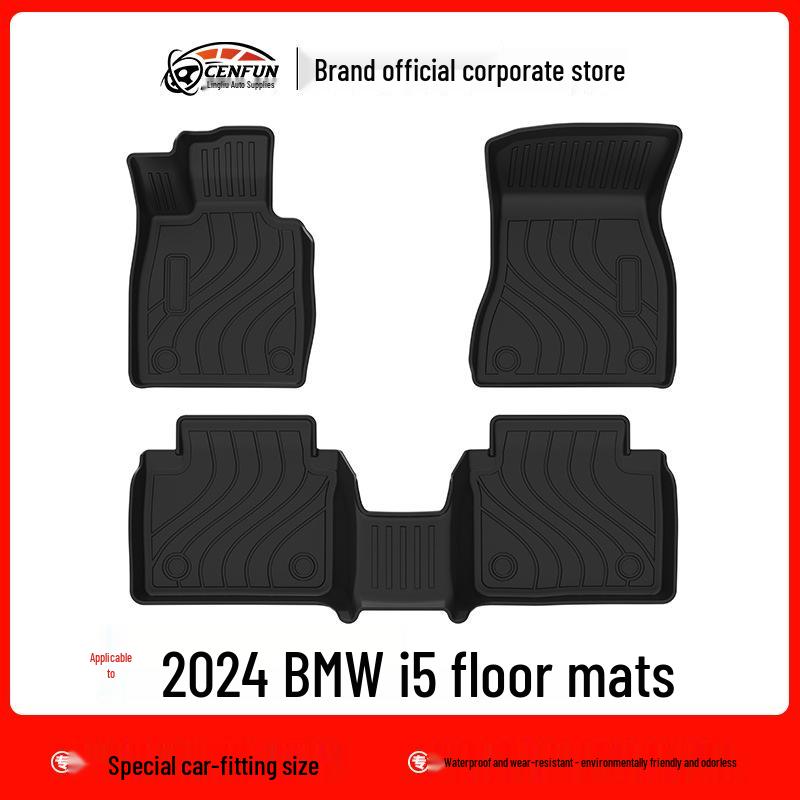 Экологичные коврики TPE для пола и багажника BMW i5 - Без запаха, износостойкие, водонепроницаемые, с рисунком под карбоновое волокно