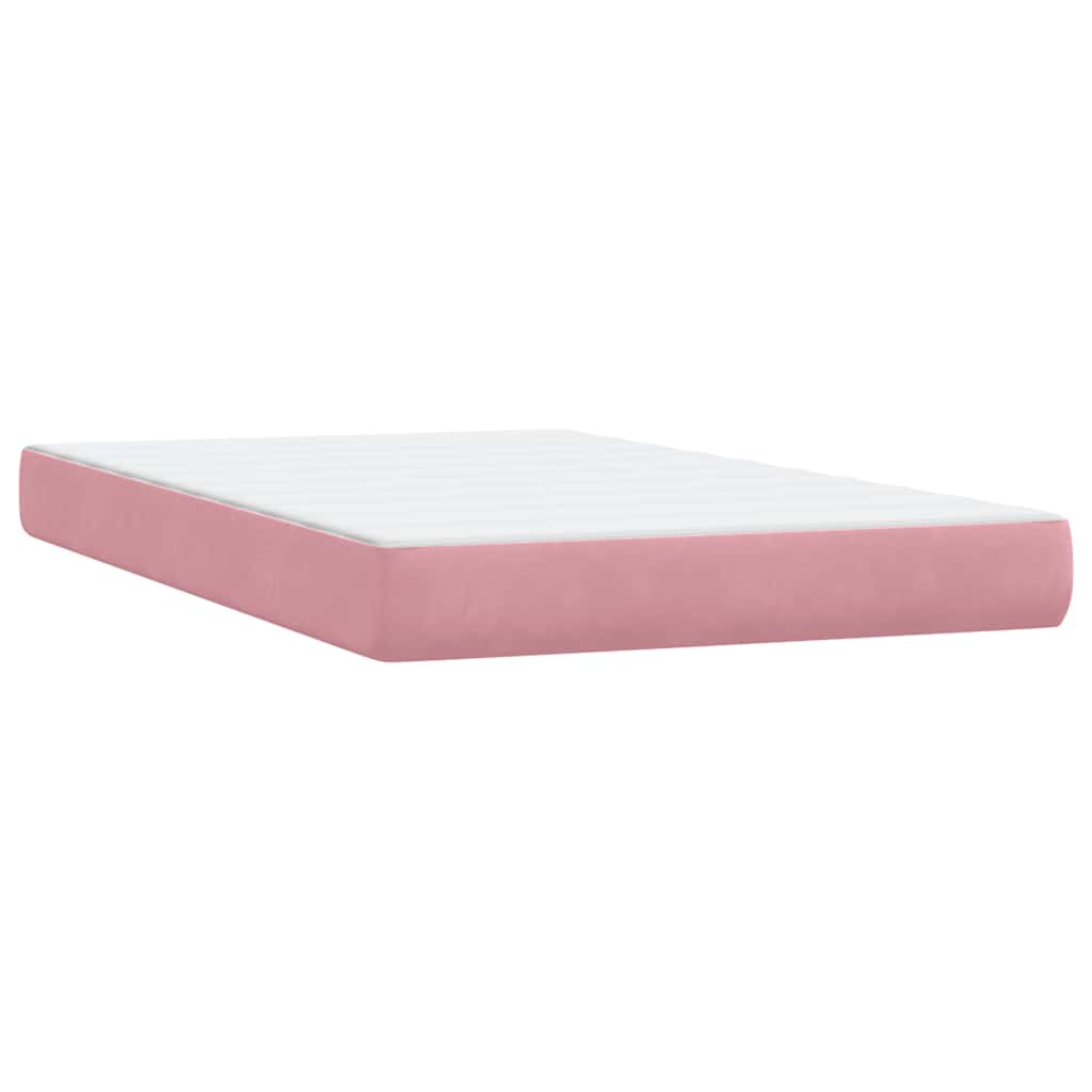 Pink Velvet Box Spring Bed with Mattress & LED Lighting 120 x 220 cm